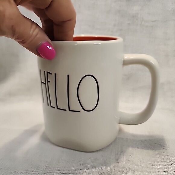 Rae Dunn Mug HELLO Artisan Collection by Magenta White / Orange Fall Mug - Picture 5 of 16